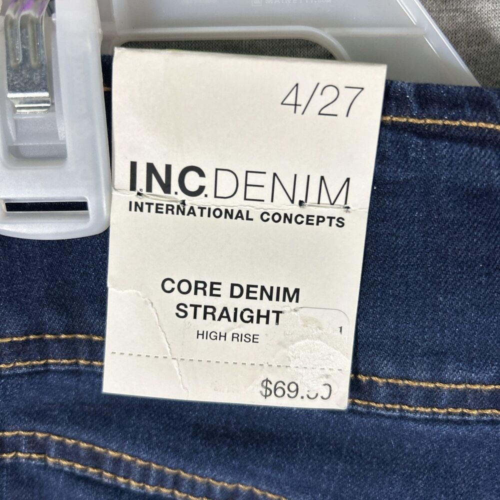 INC International Concepts Core Denim Pull On Straight High Rise MD Indigo 4/27 - Picture 4 of 11